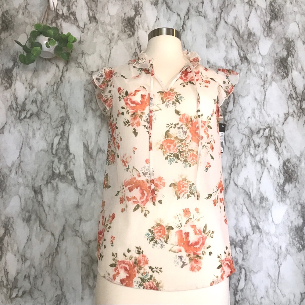 NWT Mossimo | Sheer Flowered Sleeveless Top